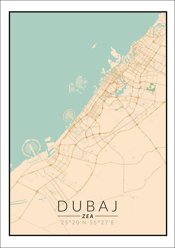 Dubaj mapa kolorowa - plakat 70x100 cm