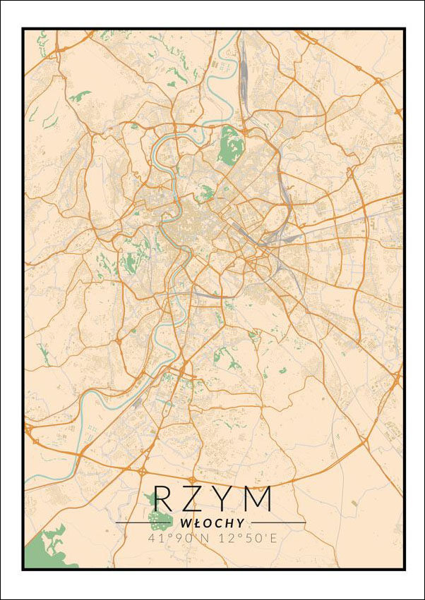 Plakat, Rzym mapa kolorowa, 29,7x42 cm