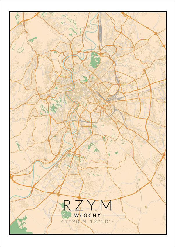 Plakat, Rzym mapa kolorowa, 61x91,5 cm