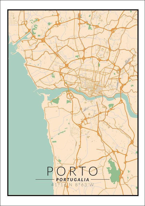 Plakat, Porto mapa kolorowa, 50x70 cm