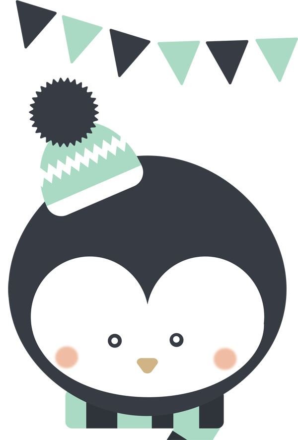 Plakat, Pingwinek białe tło, 40x50 cm