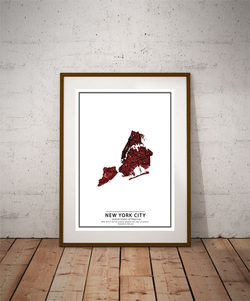 Plakat, Crimson Cities - New York City, 20x30 cm