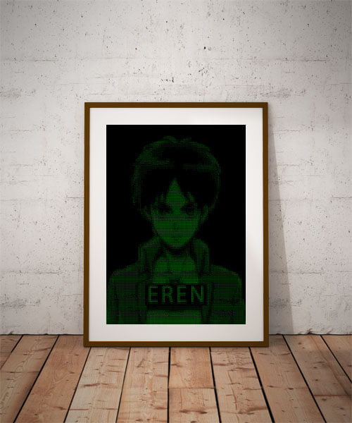 Plakat, H4CK3D - Eren, Attack on Titan Atak Tytanów, 21x29,7 cm