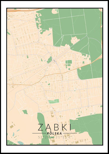 Plakat, Ząbki mapa kolorowa, 30x40 cm