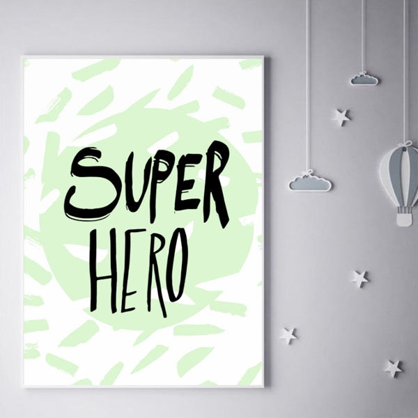 Plakat, Super bohater miętowy, 50x70 cm