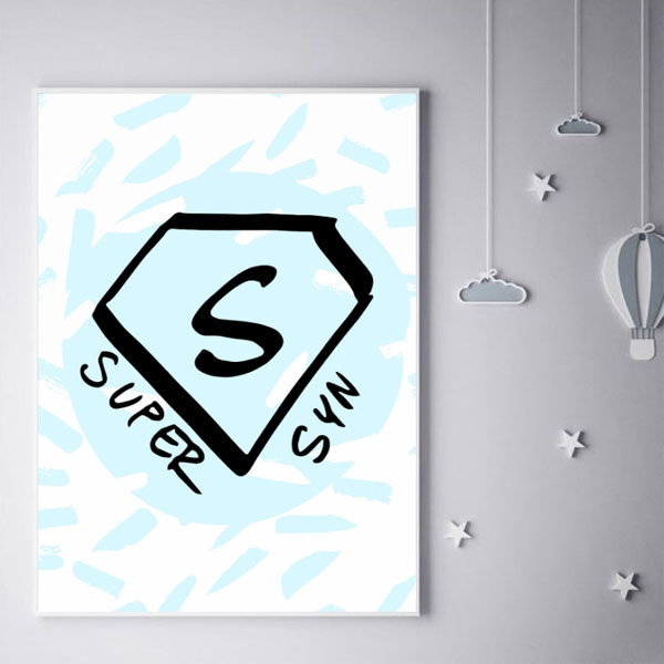 Plakat, Super syn na błękitnym tle, 70x100 cm