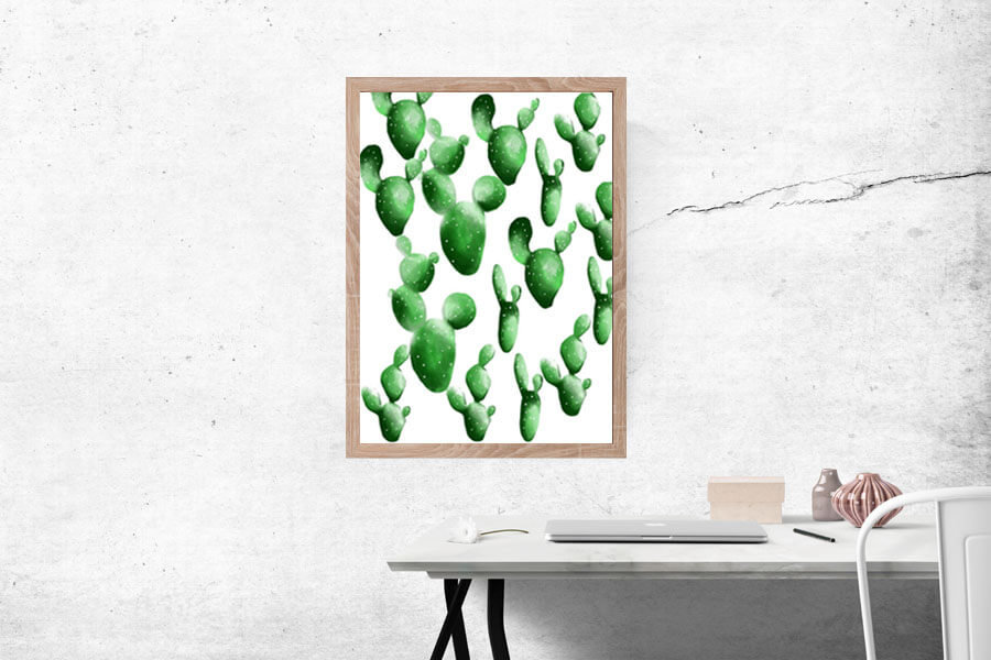 Plakat, Kaktusy wzór, 70x100 cm