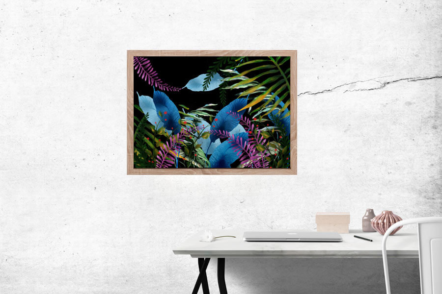 Plakat, Niebieskie kwiaty, 30x20 cm