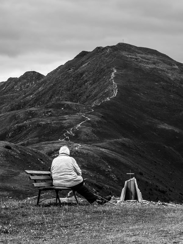 Plakat, Alpy, ławeczka, 70x100 cm