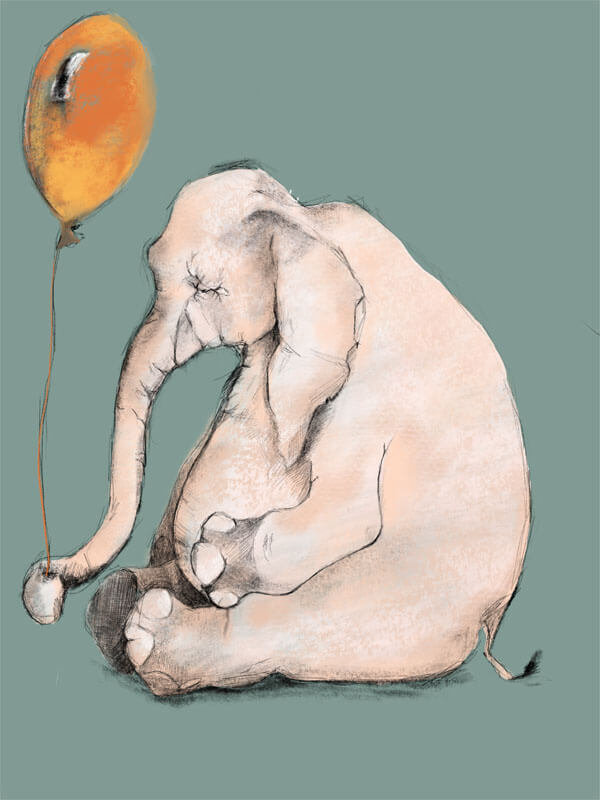 Plakat, Słonik z balonem, 61x91,5 cm