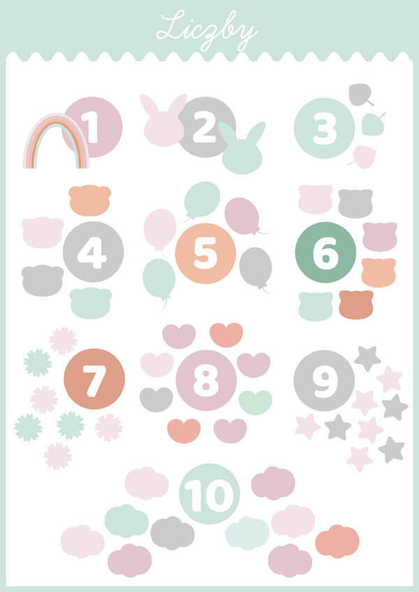 Plakat, Słodkie liczby miętowe, 40x50 cm