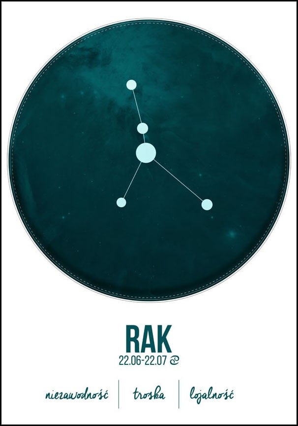Plakat, Znak zodiaku, Rak, 30x40 cm