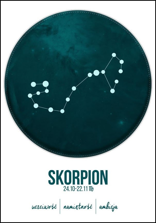Plakat, Znak zodiaku, Skorpion, 20x30 cm