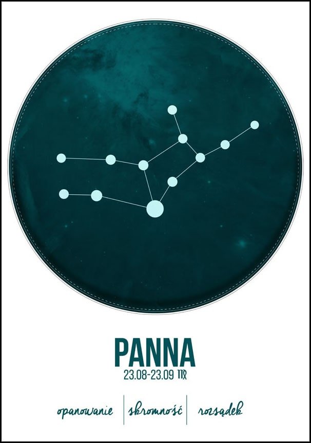Plakat, Znak zodiaku, Panna, 30x40 cm