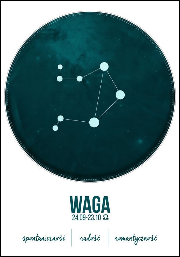 Plakat, Znak zodiaku, Waga, 40x50 cm