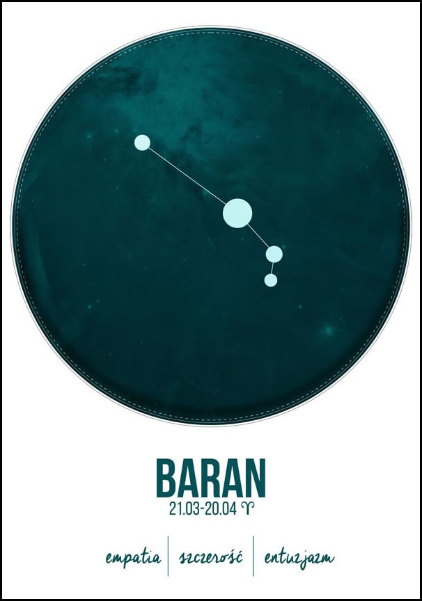 Plakat, Znak zodiaku, Baran, 20x30 cm