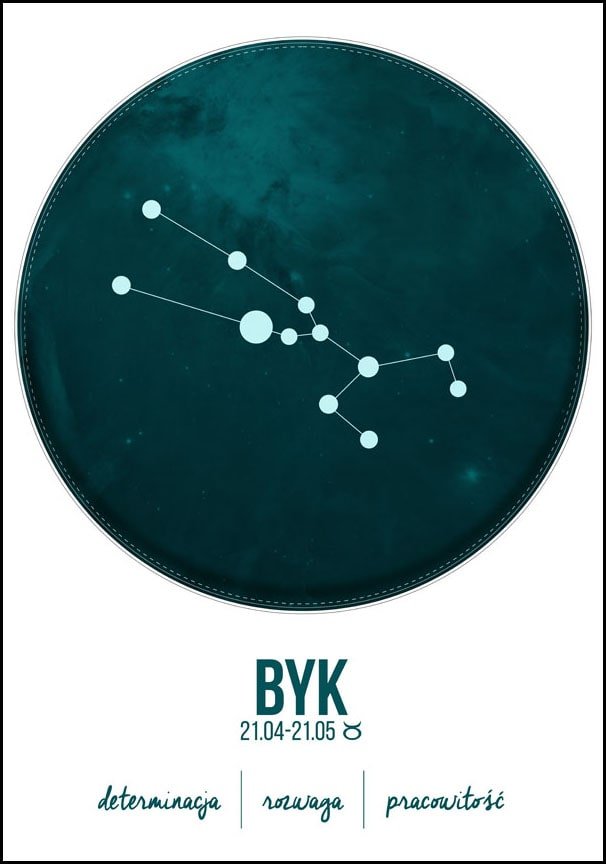 Plakat, Znak zodiaku, Byk, 40x50 cm