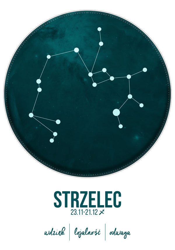 Plakat, Znak zodiaku, Strzelec, 30x40 cm
