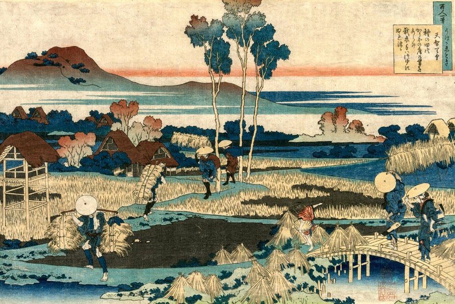 Plakat, Hokusai, Poem by Emperor Tenchi, 70x50 cm