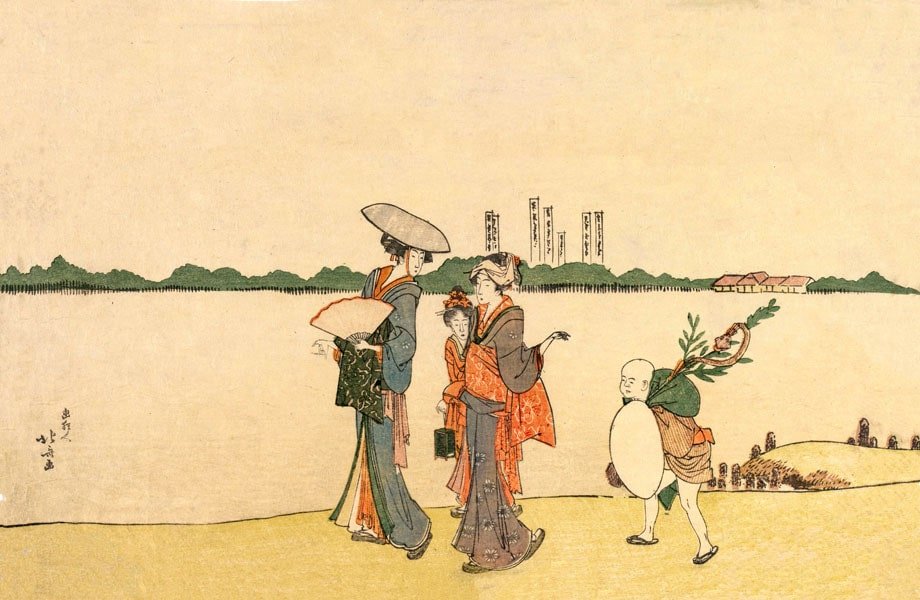 Plakat, Hokusai, Women and Children Walking Along the Sumida River, 80x60 cm