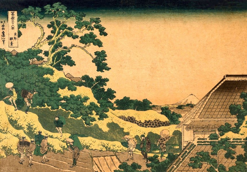 Plakat, Hokusai, Fuji from Surugadai, in Yedo, 100x70 cm