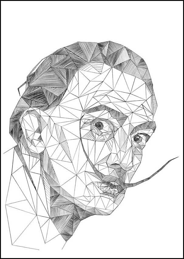 Plakat, Geometryczny Salvador Dali, 20x30 cm