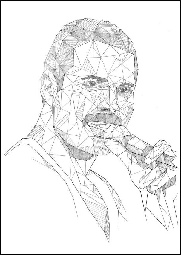 Plakat, Geometryczny Freddy Mercury, 70x100 cm