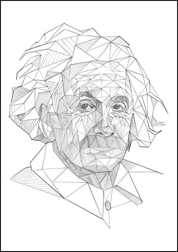 Plakat, Geometryczny Albert Einstein, 20x30 cm