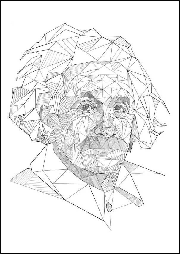 Plakat, Geometryczny Albert Einstein, 60x80 cm