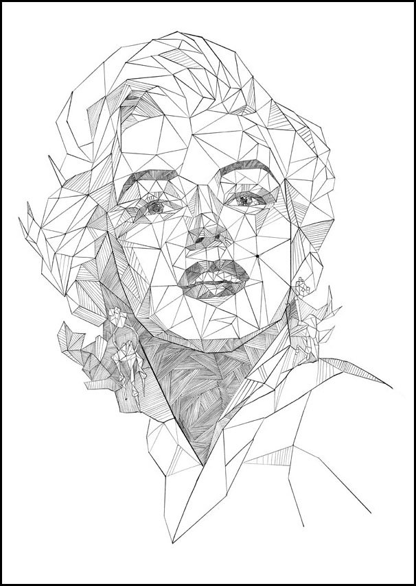 Plakat, Geometryczna Marilyn Monroe, 20x30 cm