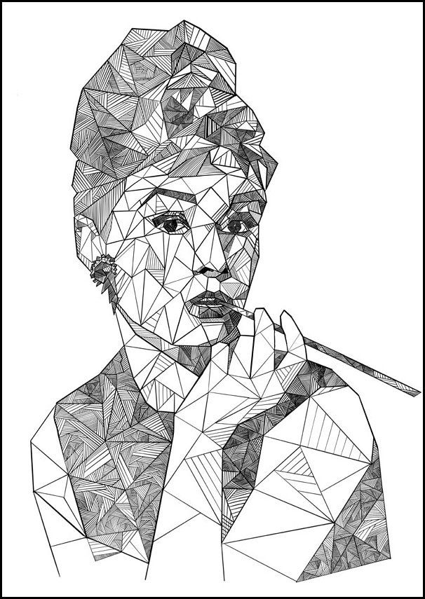 Plakat, Geometryczna Audrey Hepburn, 50x70 cm