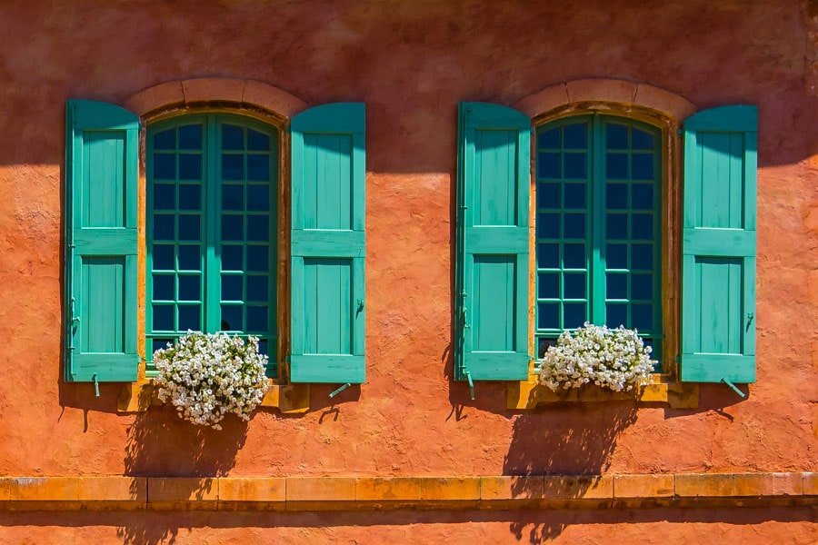 Plakat, Turkusowe okiennice, 50x40 cm