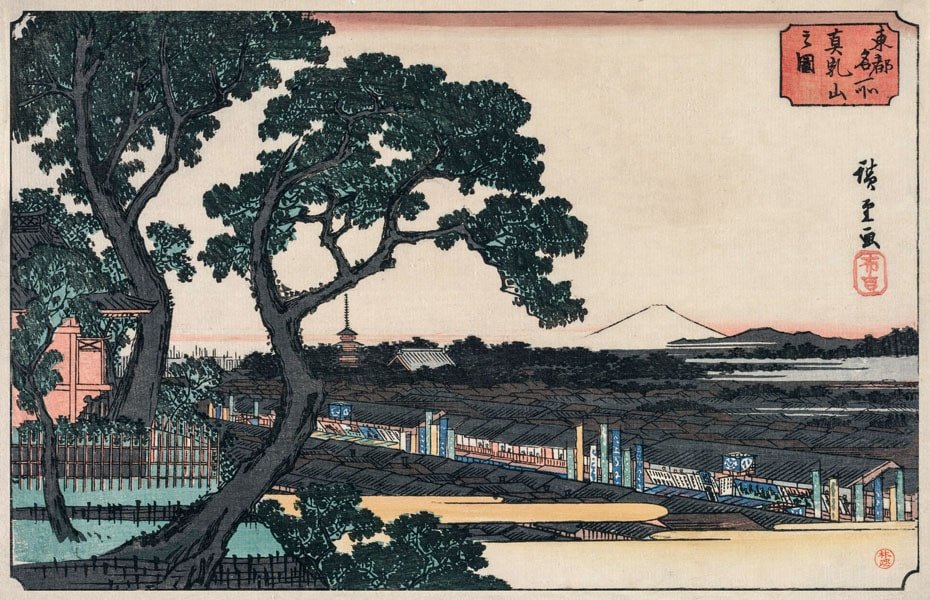 Plakat, Picture of Matsuchiyama, Hiroshige, 40x30 cm
