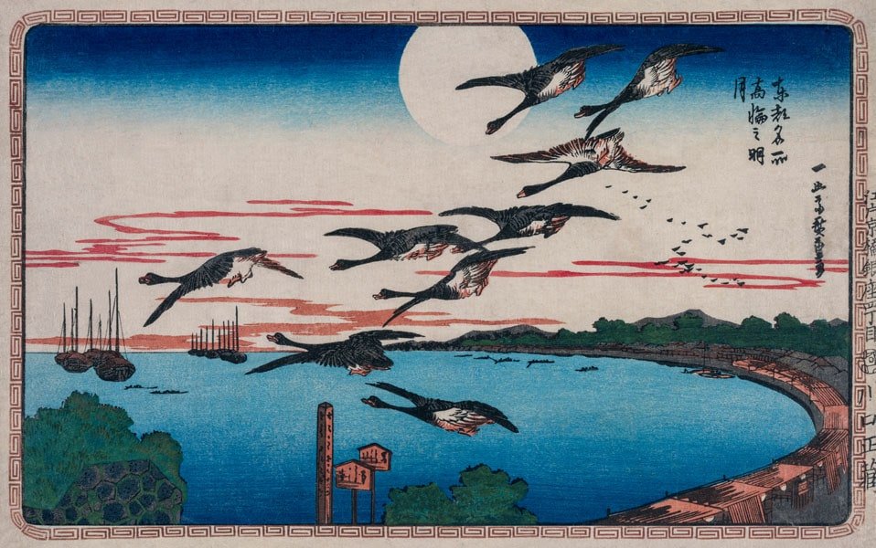 Full Moon over Takanawa, Hiroshige  - plakat 50x40 cm