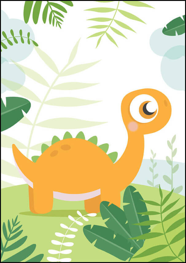 Plakat, Dino pomarańczowy, 30x40 cm