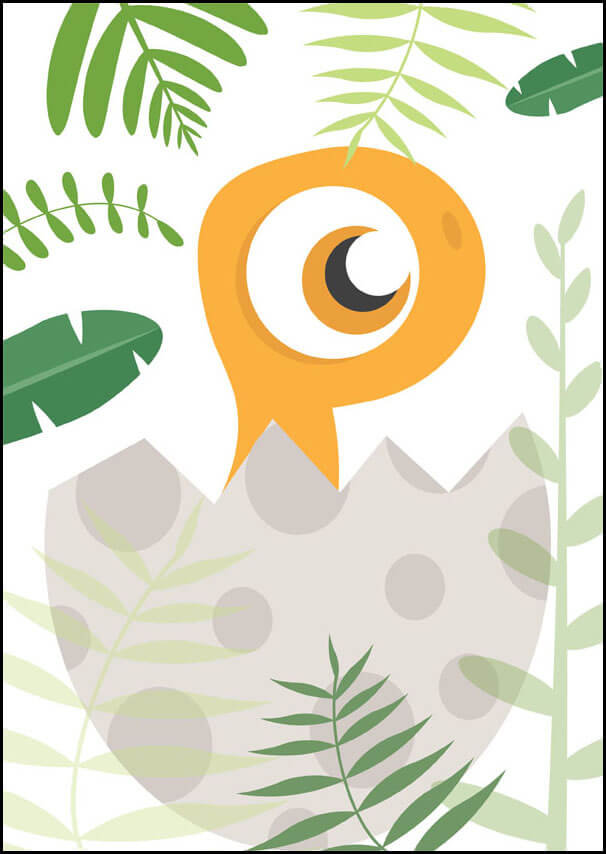 Plakat, Akuku dino pomarańczowy, 40x50 cm