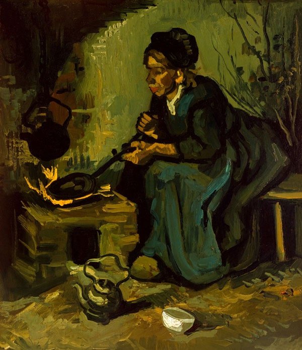 Plakat, Peasant Woman Cooking by a Fireplace, Vincent van Gogh, 40x50 cm