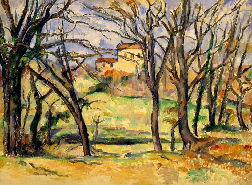 Galeria Plakatu, Plakat, Trees And Houses Near The Jas De Bouffan, Paul Cézanne, 91,5x61 cm