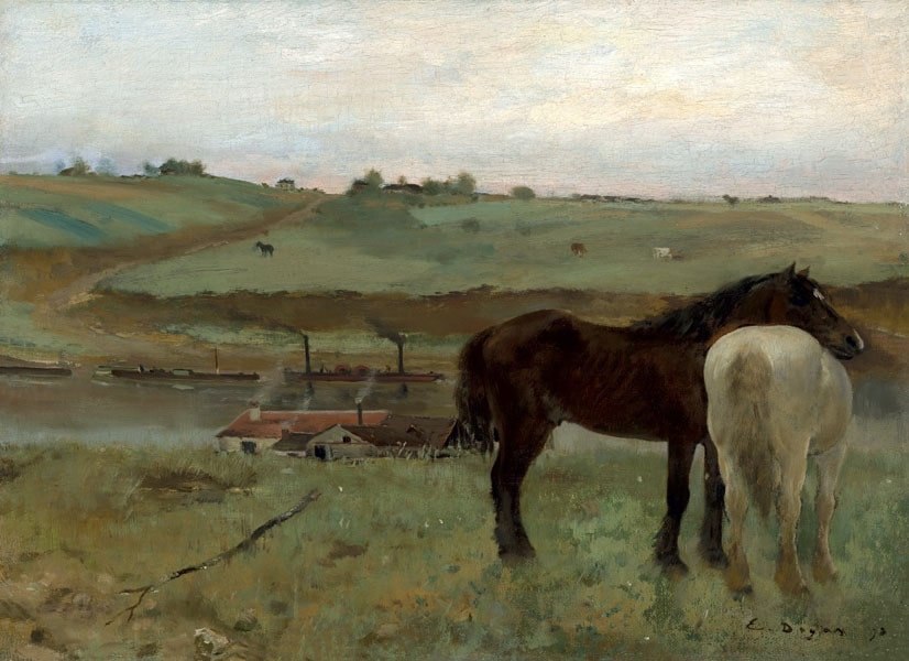 Galeria Plakatu, Plakat, Horses In A Meadow, Edgar Degas, 100x70 cm