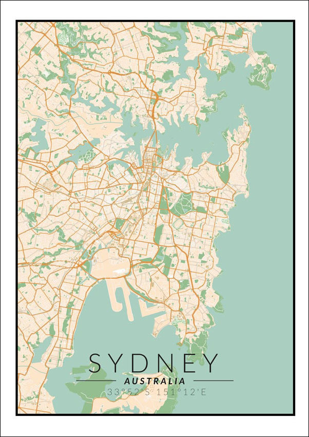 Galeria Plakatu, Plakat, Sydney Mapa Kolorowa, 42x59,4 cm