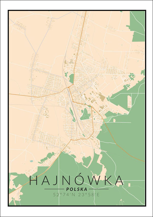 Galeria Plakatu, Plakat, Hajnówka Mapa Kolorowa, 30x40 cm