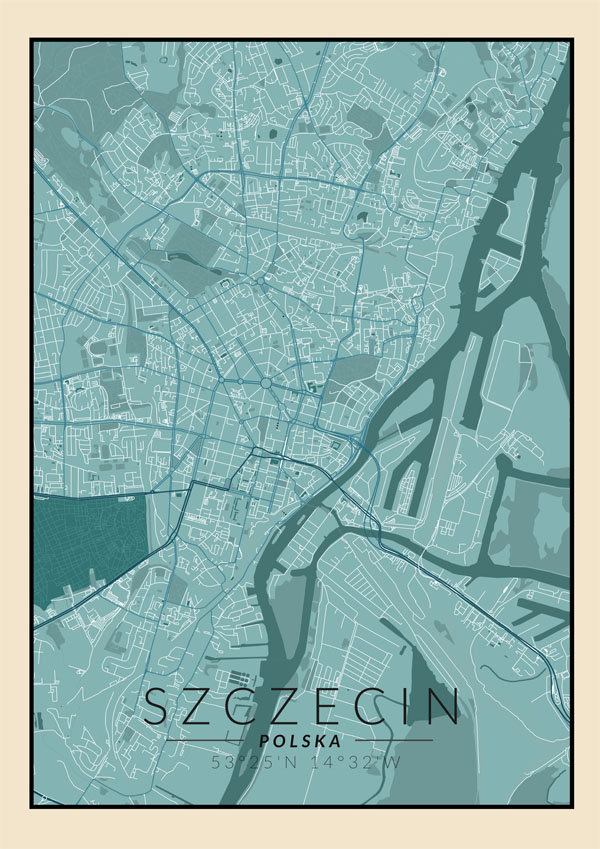 Galeria Plakatu, Plakat, Szczecin Niebieska Mapa, 60x80 cm