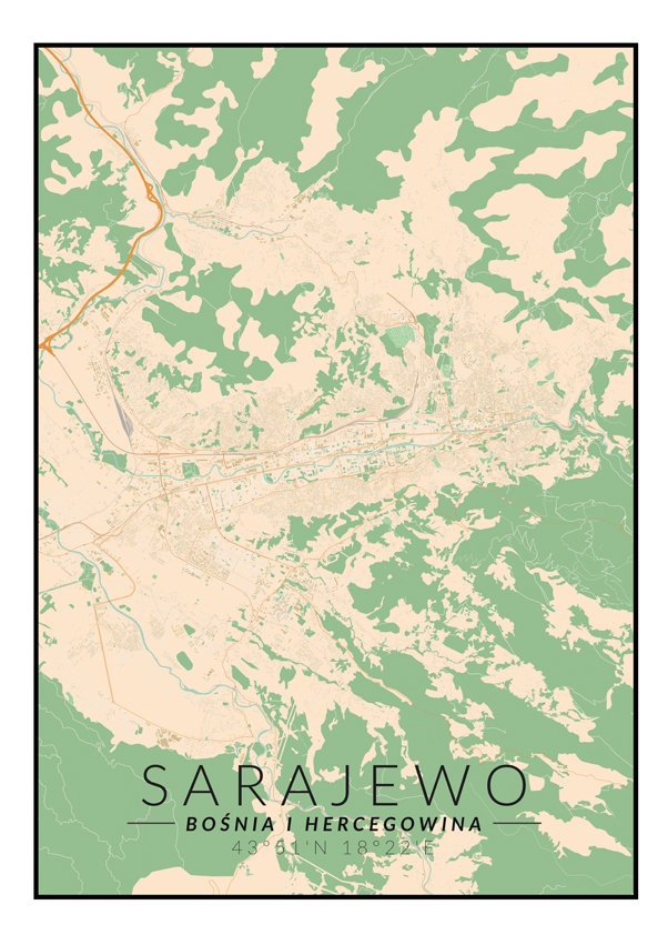 Galeria Plakatu, Plakat, Sarajewo Mapa Kolorowa, 29,7x42 cm
