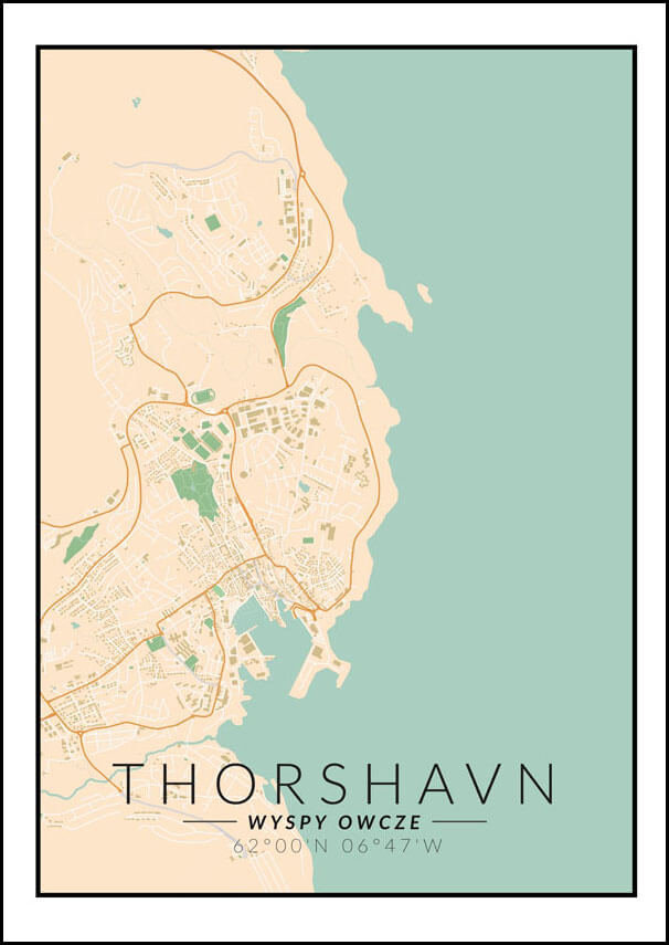 Galeria Plakatu, Plakat, Thorshavn Mapa Kolorowa, 40x60 cm