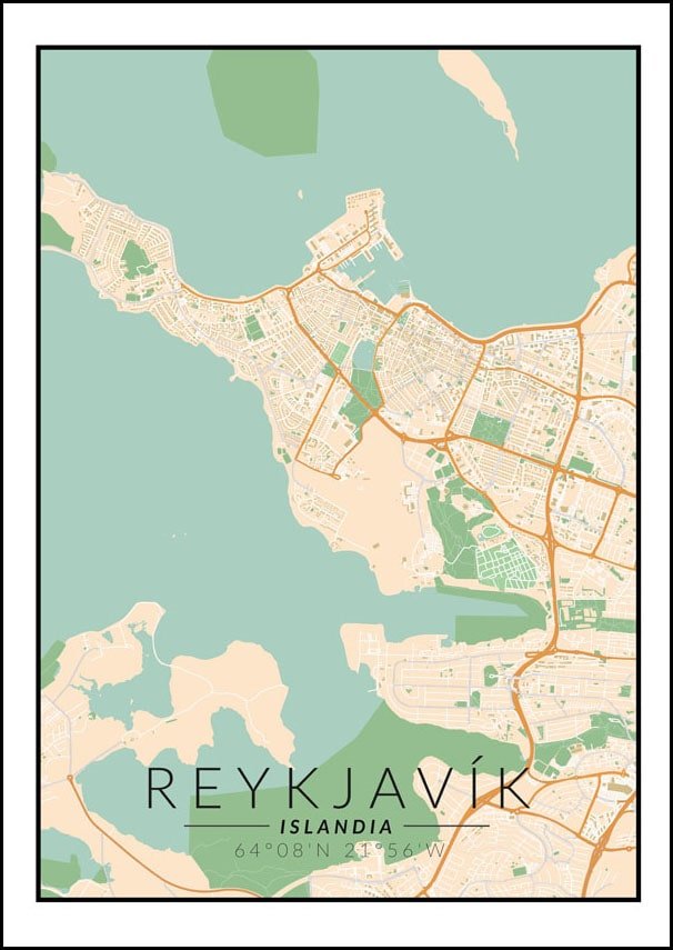 Galeria Plakatu, Plakat, Reykjavik Mapa Kolorowa, 29,7x42 cm