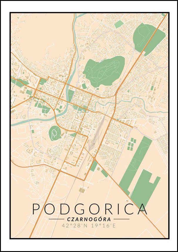 Galeria Plakatu, Plakat, Podgorica Mapa Kolorowa, 21x29,7 cm