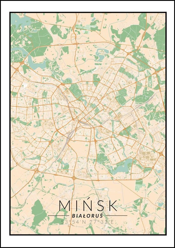 Galeria Plakatu, Plakat, Mińsk Mapa Kolorowa, 21x29,7 cm