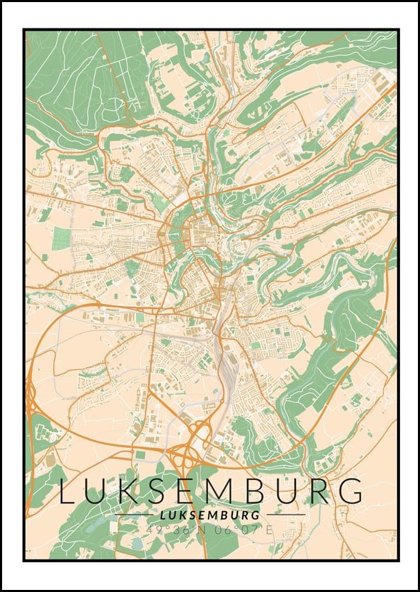 Galeria Plakatu, Plakat, Luksemburg Mapa Kolorowa, 60x80 cm
