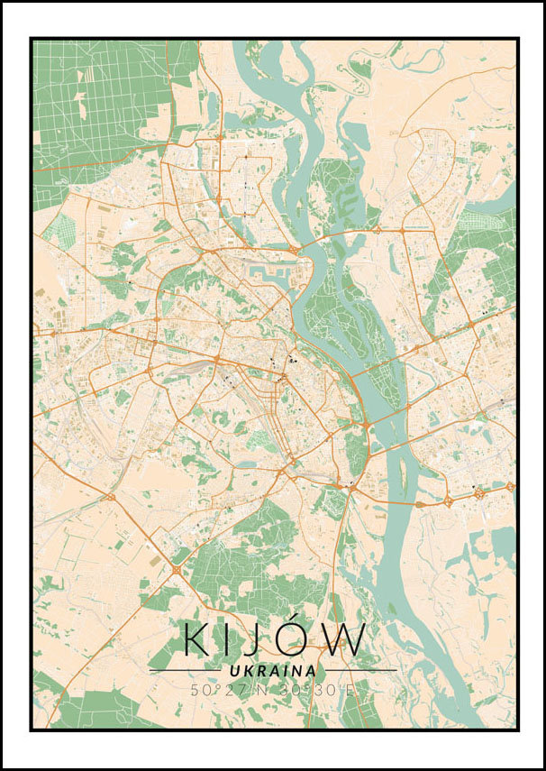 Galeria Plakatu, Plakat, Kijów Mapa Kolorowa, 21x29,7 cm