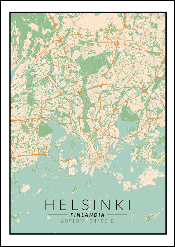 Galeria Plakatu, Plakat, Helsinki Mapa Kolorowa, 29,7x42 cm